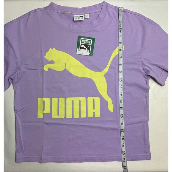 New Puma Women's Classics Logo Tee Solid Purple Rose Size S - Picture 8 of 9